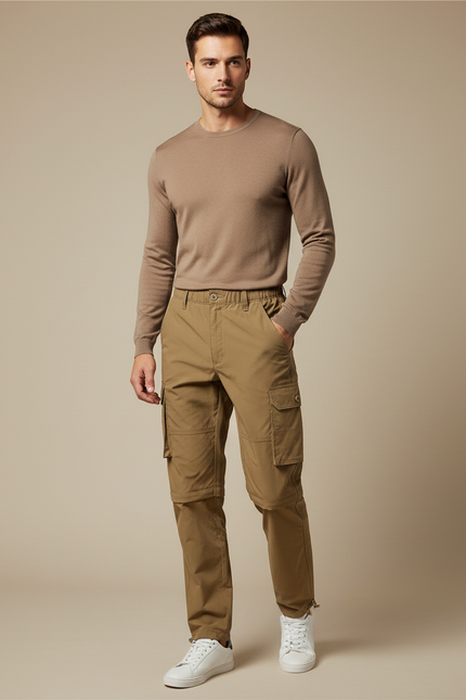 Pantalon Cargo Kaki Convertible Décontracté Multipoches - Gabardine