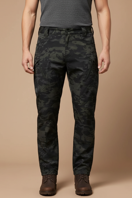 Pantalon Cargo Camouflage Militaire Ajusté Homme Multipoches - Multicolore Toile