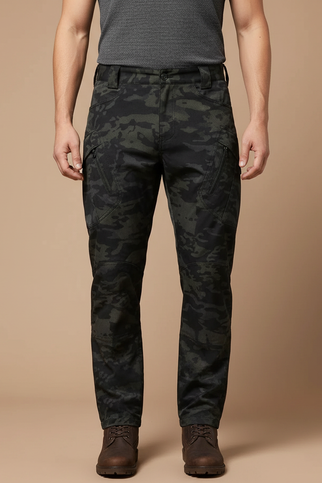 Pantalon Cargo Camouflage Militaire Ajusté Homme Multipoches - Multicolore Toile