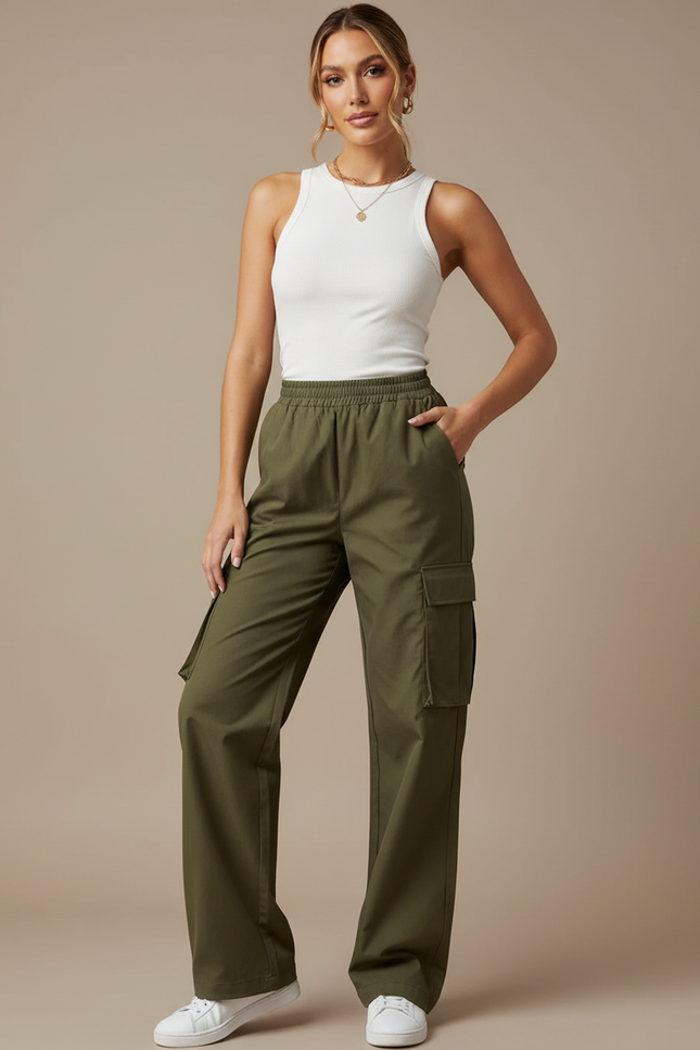 Pantalon Cargo Fille - Kaki Gabardine