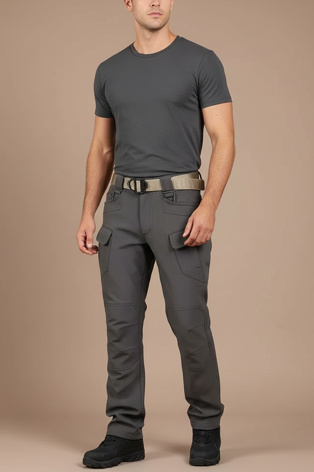Pantalon Cargo Gris Imperméable Tactique Multipoches Homme - Polyester