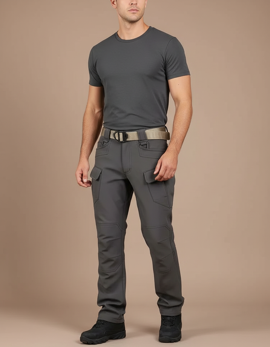 Pantalon Cargo Gris Imperméable Tactique Multipoches Homme - Polyester