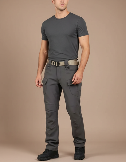 Pantalon Cargo Gris Imperméable Tactique Multipoches Homme - Polyester
