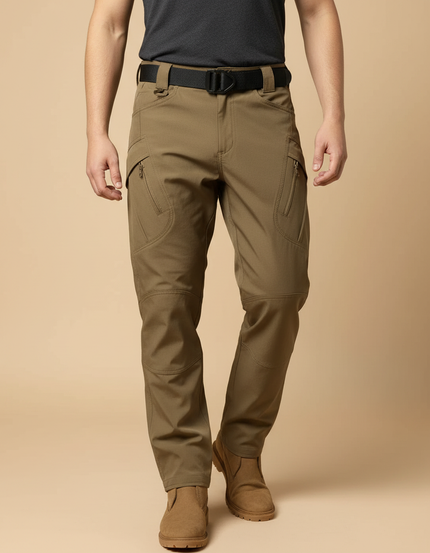 Pantalon Cargo Kaki Tactique Multipoches Homme - Polyester