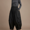 Pantalon Cargo Noir Fluide Ample Taille Haute Femme - Polyester