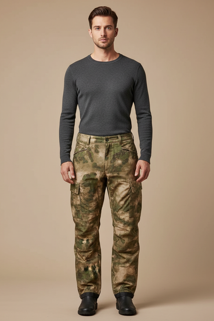 Pantalon Cargo Camouflage Militaire Vert Marron Tactique Résistant - Multicolore Toile