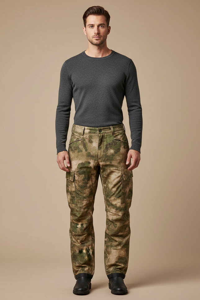 Pantalon Cargo Camouflage Militaire Vert Marron Tactique Résistant - Multicolore Toile