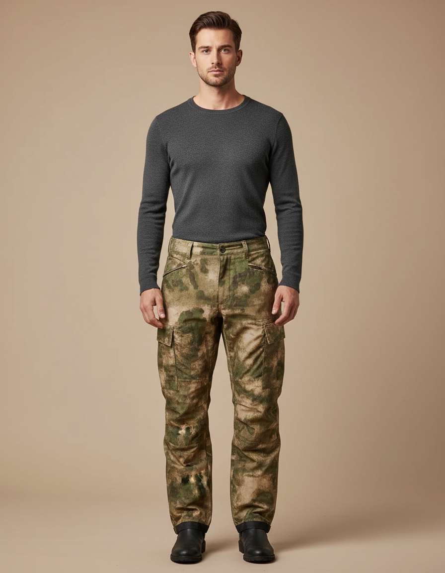 Pantalon Cargo Camouflage Militaire Vert Marron Tactique Résistant - Multicolore Toile