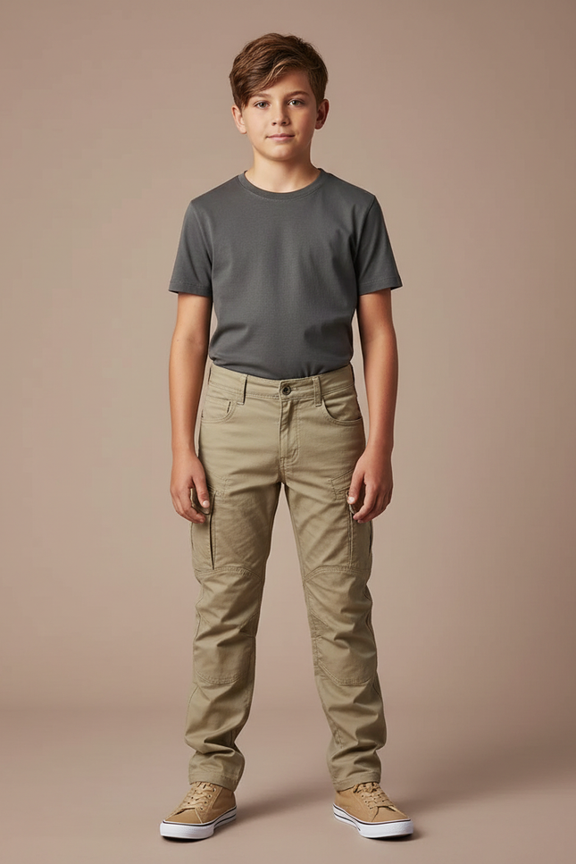 Pantalon Cargo Beige Enfant Tactique Multi-Poches - Coton