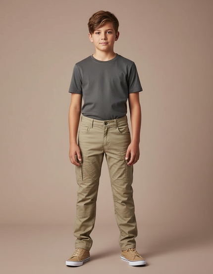 Pantalon Cargo Beige Enfant Tactique Multi-Poches - Coton