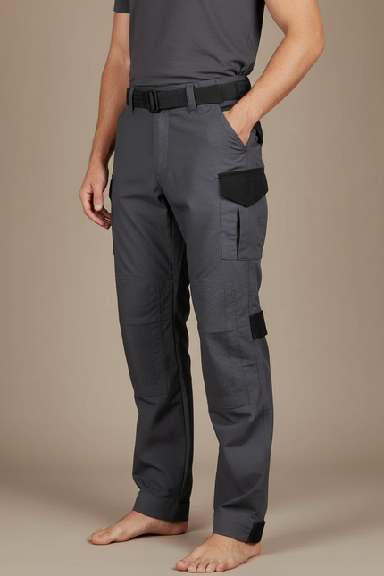 Pantalon Cargo Gris Homme Tactique Multi-Poches Renforcé - Polyester