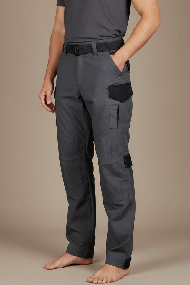 Pantalon Cargo Gris Homme Tactique Multi-Poches Renforcé - Polyester