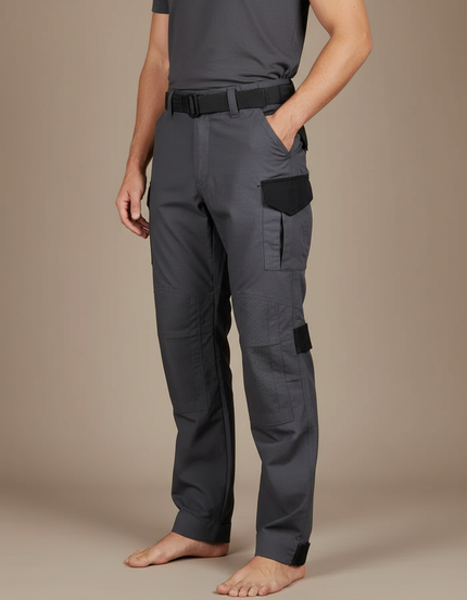 Pantalon Cargo Gris Homme Tactique Multi-Poches Renforcé - Polyester