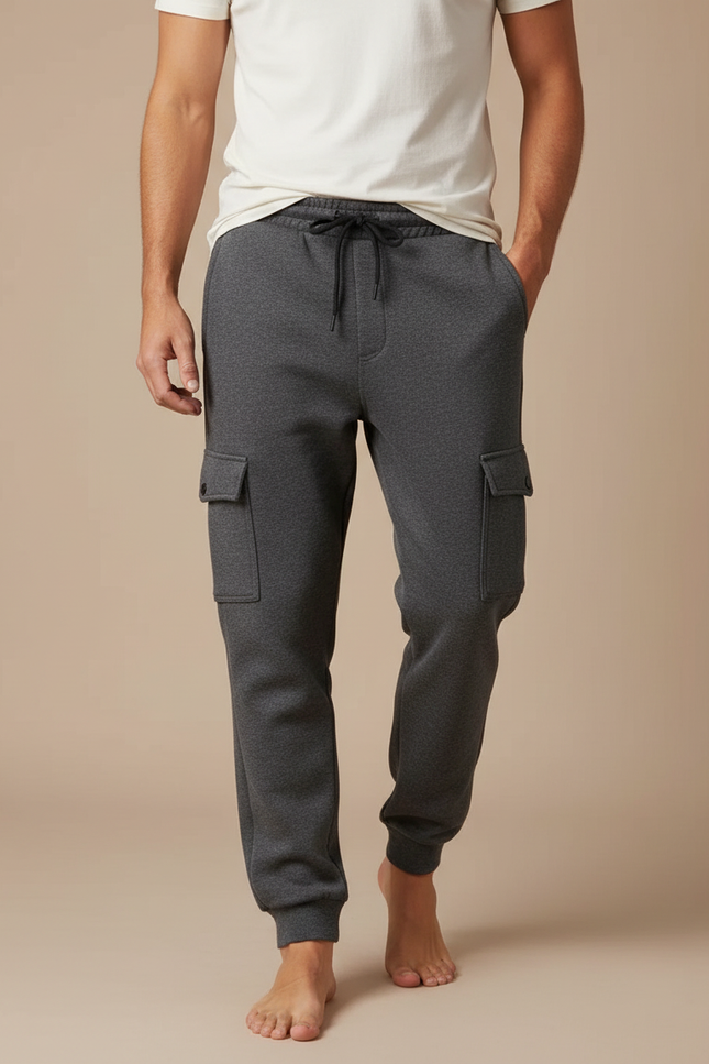 Pantalon Cargo Molleton Gris Homme Confortable Jogger