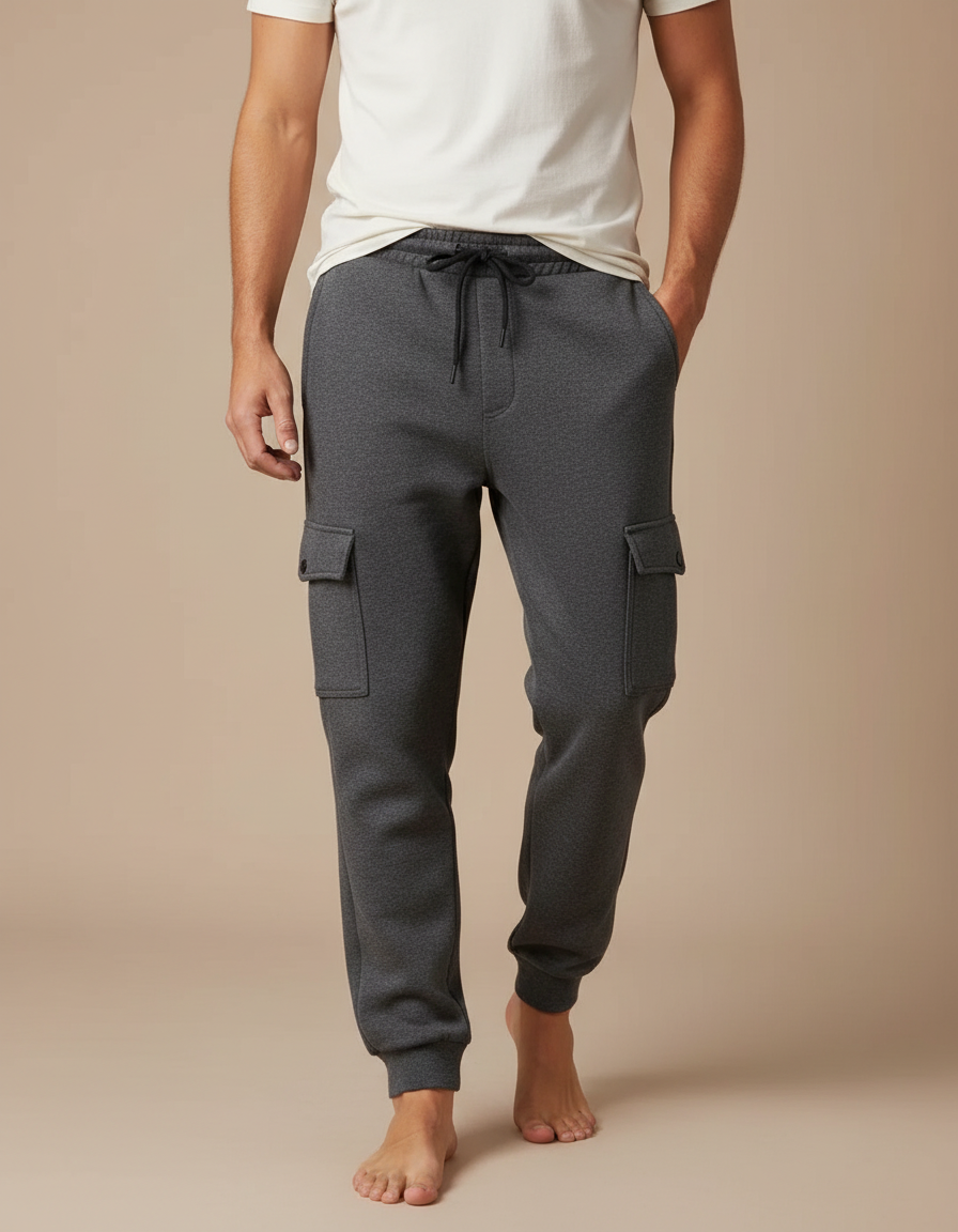 Pantalon Cargo Molleton Gris Homme Confortable Jogger