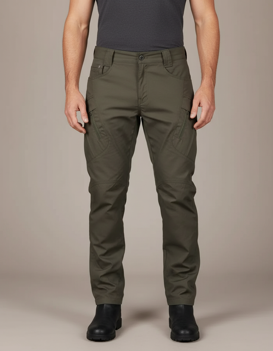 Pantalon Cargo Vert Militaire Tactique Multipoches Homme - Kaki Polyester