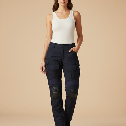 Pantalon Cargo Bleu Marine Militaire Renforcé Multipoches Femme - Toile