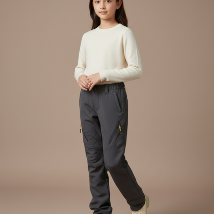 Pantalon Cargo Gris Imperméable Doublé Enfant - Polyester
