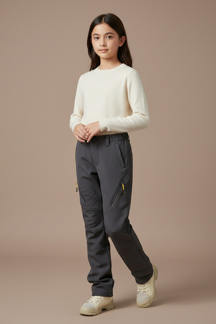 Pantalon Cargo Gris Imperméable Doublé Enfant - Polyester