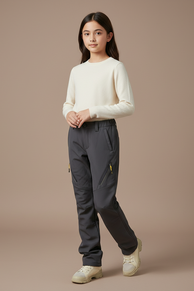Pantalon Cargo Gris Imperméable Doublé Enfant - Polyester