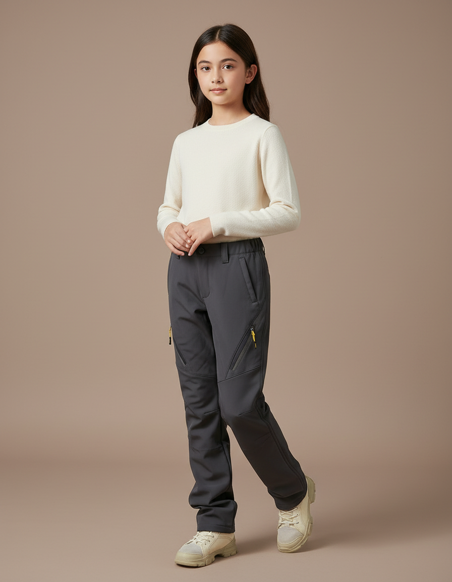 Pantalon Cargo Gris Imperméable Doublé Enfant - Polyester