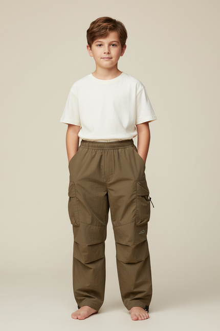 Pantalon Cargo Garçon Kaki Parachute - Polyester