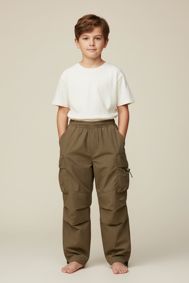 Pantalon Cargo Garçon Kaki Parachute - Polyester