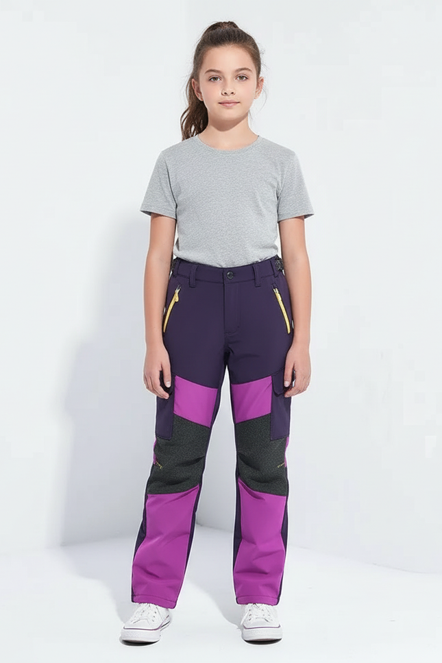 Pantalon Cargo Violet Rose Enfant Imperméable Randonnée Hiver - Multicolore Polyester