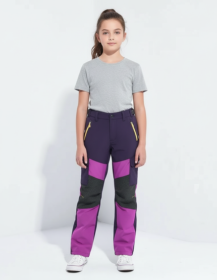Pantalon Cargo Violet Rose Enfant Imperméable Randonnée Hiver - Multicolore Polyester