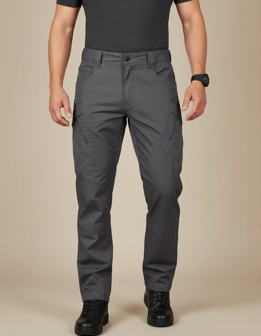 Pantalon Cargo Gris Homme Tactique Multipoches Résistant - Polyester
