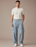 Pantalon Cargo Bleu Ample Léger Décontracté Unisexe - Polyester