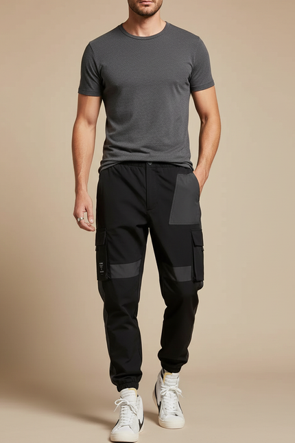 Pantalon Cargo Techwear - Noir Polyester