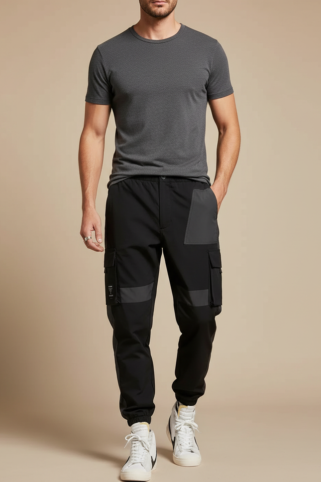 Pantalon Cargo Techwear - Noir Polyester