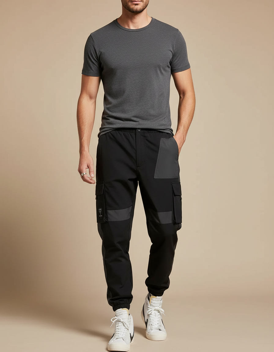 Pantalon Cargo Techwear - Noir Polyester
