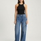 Pantalon Cargo Jean Ample Bleu Multipoches Droit