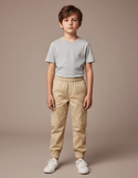 Pantalon Cargo Beige Enfant Coton Jogger Décontracté