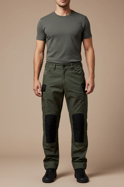 Pantalon Cargo Vert Militaire Tactique Renforcé Homme - Kaki Toile