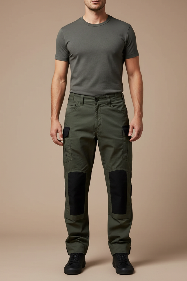 Pantalon Cargo Vert Militaire Tactique Renforcé Homme - Kaki Toile