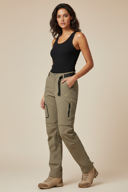 Pantalon Cargo Kaki Convertible Léger Respirant Femme - Polyester