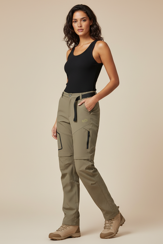 Pantalon Cargo Kaki Convertible Léger Respirant Femme - Polyester
