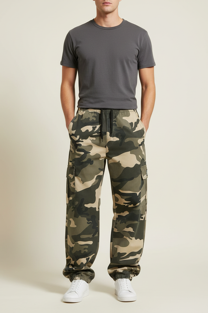 Pantalon Cargo Camouflage Militaire Ample Multipoches Décontracté - Imprimé Toile
