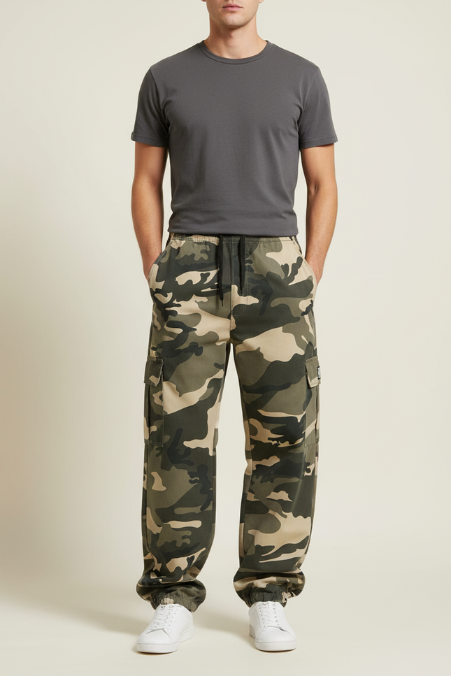 Pantalon Cargo Camouflage Militaire Ample Multipoches Décontracté - Imprimé Toile
