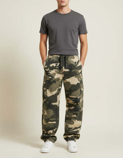 Pantalon Cargo Camouflage Militaire Ample Multipoches Décontracté - Imprimé Toile