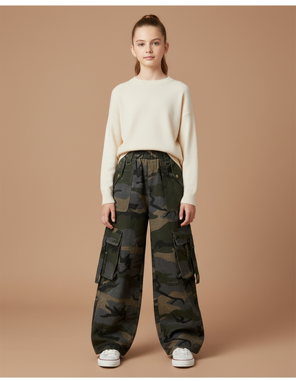 Pantalon Cargo Camouflage Ample Enfant Streetwear Décontracté - Imprimé Coton