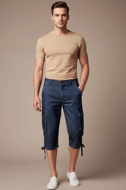 Pantalon Cargo Denim Bleu Multipoches Homme - Jean