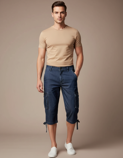 Pantalon Cargo Denim Bleu Multipoches Homme - Jean