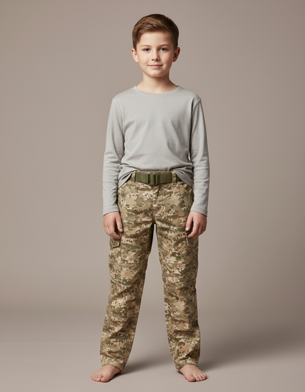 Pantalon Cargo Camouflage Pixelisé Enfant Coton Tactique - Imprimé