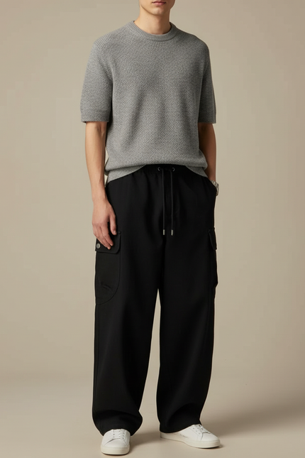 Pantalon Cargo Noir Large - Polyester