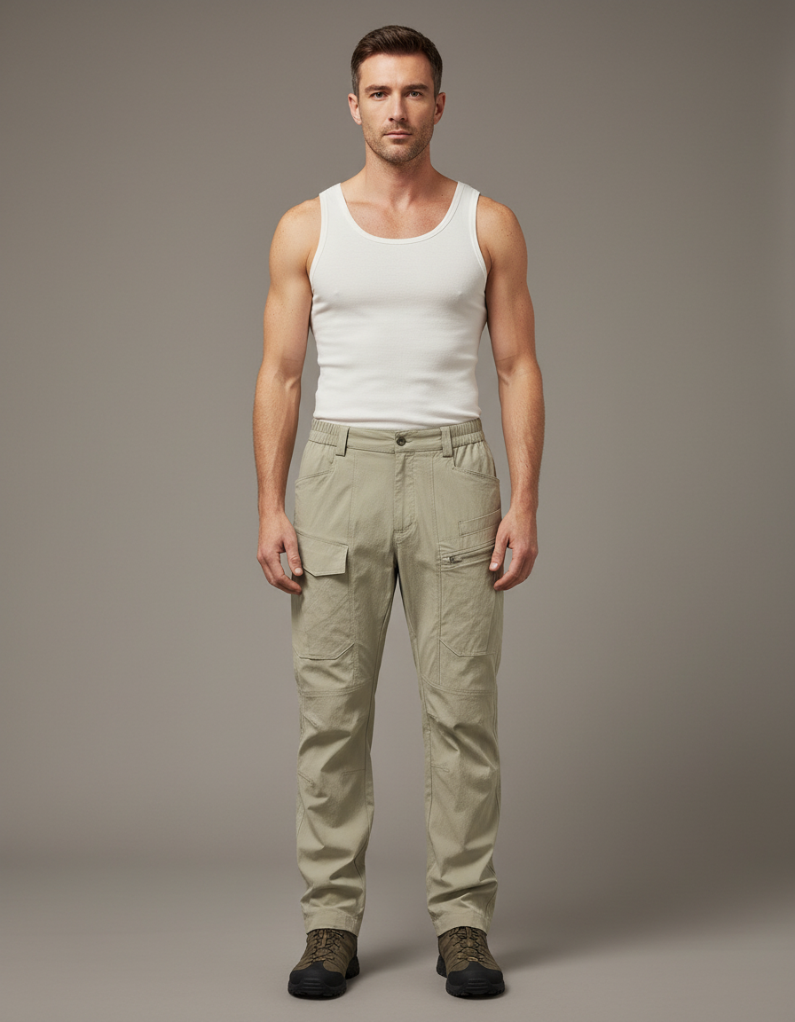 Pantalon Cargo Regular - Kaki Toile