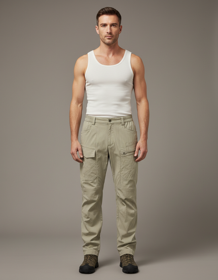 Pantalon Cargo Regular - Kaki Toile